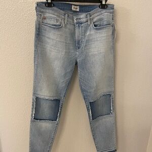 HUDSON JEANS Suzzi Mid Rise Super Skinny Released Hem Patch Size 30